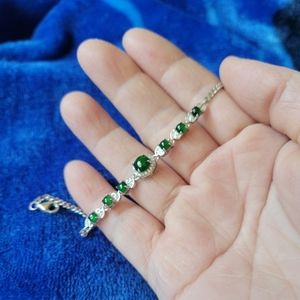 Authentic Green Jade bracelet sterling silver bracelet